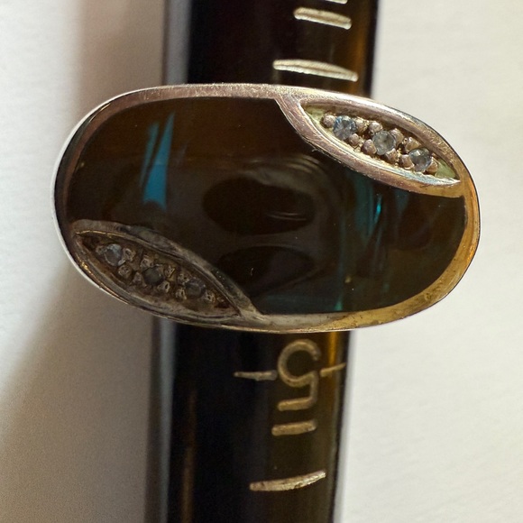 Silver and  Designer Italian blue glass Ring, size 5.5 - Picture 2 of 9